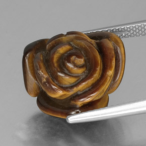 10.77カラットの天然ゴールドブラウンTiger's Eye（15.2×14.7 mm・ファンシーシェイプ）