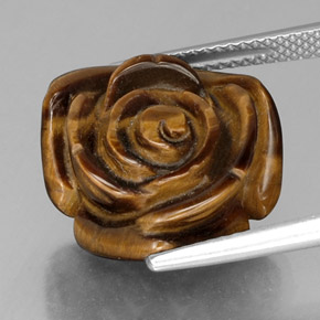 12.84カラットの天然ゴールドブラウンTiger's Eye（16.1×15.8 mm・ファンシーシェイプ）