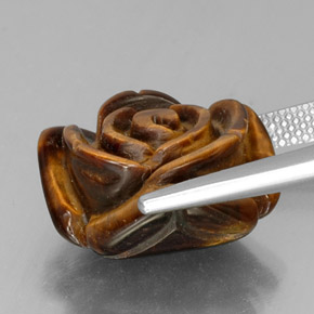 12.84カラットの天然ゴールドブラウンTiger's Eye（16.1×15.8 mm・ファンシーシェイプ）