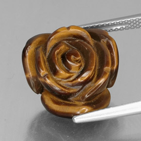 11.53カラットの天然ゴールドブラウンTiger's Eye（15.6×14.9 mm・ファンシーシェイプ）