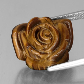 12.82カラットの天然ゴールドブラウンTiger's Eye（16.4×15.2 mm・ファンシーシェイプ）