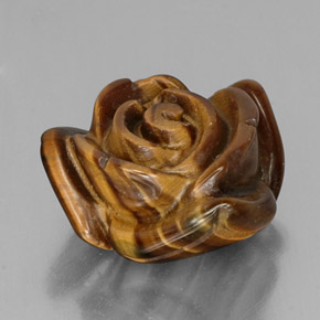 12.82カラットの天然ゴールドブラウンTiger's Eye（16.4×15.2 mm・ファンシーシェイプ）
