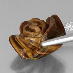 12.82カラットの天然ゴールドブラウンTiger's Eye（16.4×15.2 mm・ファンシーシェイプ）