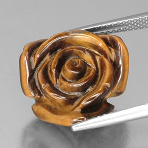 12.07カラットの天然ゴールドブラウンTiger's Eye（16×15.4 mm・ファンシーシェイプ）