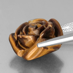12.07カラットの天然ゴールドブラウンTiger's Eye（16×15.4 mm・ファンシーシェイプ）