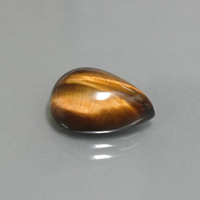 5.67カラットの天然ゴールドブラウンTiger's Eye（14.2×10.2 mm・洋梨の形）