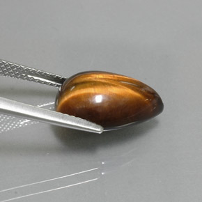 5.67カラットの天然ゴールドブラウンTiger's Eye（14.2×10.2 mm・洋梨の形）