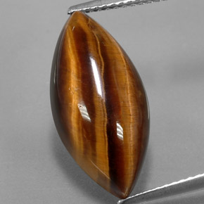 8.51カラットの天然ゴールドブラウンTiger's Eye（20.3×9.8 mm・マーキス）