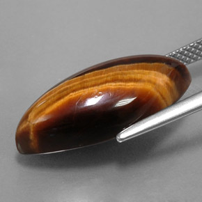 8.51カラットの天然ゴールドブラウンTiger's Eye（20.3×9.8 mm・マーキス）