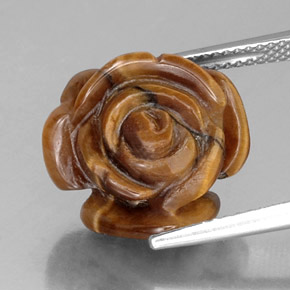 10.22カラットの天然ゴールドブラウンTiger's Eye（15.5×14.5 mm・ファンシーシェイプ）