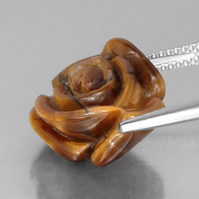 10.22カラットの天然ゴールドブラウンTiger's Eye（15.5×14.5 mm・ファンシーシェイプ）