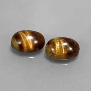 カラットの天然ゴールドブラウンTiger's Eye（8.1×6.2 mm・オーバルカット）