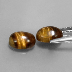 カラットの天然ゴールドブラウンTiger's Eye（8.1×6.2 mm・オーバルカット）