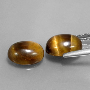 カラットの天然ゴールドブラウンTiger's Eye（9×6.9 mm・オーバルカット）