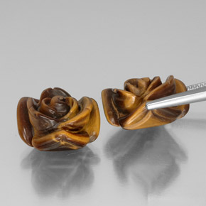 カラットの天然ゴールドブラウンTiger's Eye（16×15.6 mm・ファンシーシェイプ）
