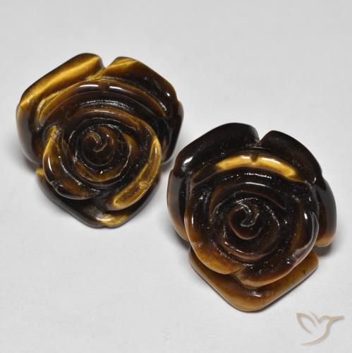 25.60カラットの天然ウォームブラウンTiger's Eye（15.8×15.6 mm・フラワーカット）