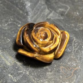 10.21カラットの天然ゴールデンブラウンTiger's Eye（16×14.9 mm・フラワーカット）