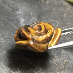 10.21カラットの天然ゴールデンブラウンTiger's Eye（16×14.9 mm・フラワーカット）