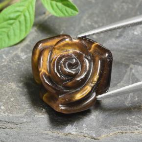 12.56カラットの天然ゴールドブラウンTiger's Eye（16.4×15.9 mm・フラワーカット）