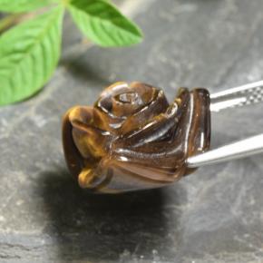 12.56カラットの天然ゴールドブラウンTiger's Eye（16.4×15.9 mm・フラワーカット）