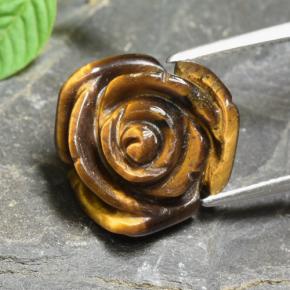 10.74カラットの天然ウォームブラウンTiger's Eye（15.3×15.2 mm・フラワーカット）