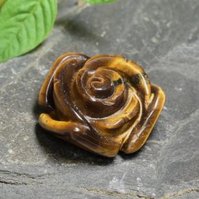 10.74カラットの天然ウォームブラウンTiger's Eye（15.3×15.2 mm・フラワーカット）