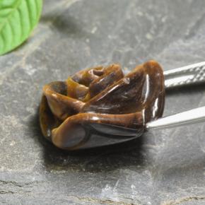 10.74カラットの天然ウォームブラウンTiger's Eye（15.3×15.2 mm・フラワーカット）