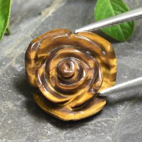 11.12カラットの天然ゴールドブラウンTiger's Eye（15.7×15 mm・フラワーカット）