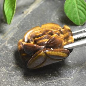 11.12カラットの天然ゴールドブラウンTiger's Eye（15.7×15 mm・フラワーカット）