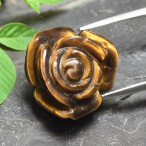 11.92カラットの天然ゴールデンブラウンTiger's Eye（15.8×15.7 mm・フラワーカット）