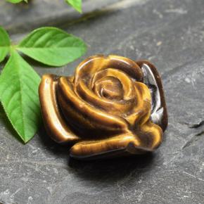 11.92カラットの天然ゴールデンブラウンTiger's Eye（15.8×15.7 mm・フラワーカット）