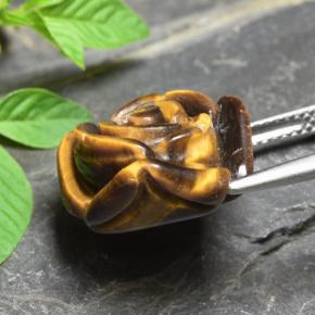 11.92カラットの天然ゴールデンブラウンTiger's Eye（15.8×15.7 mm・フラワーカット）