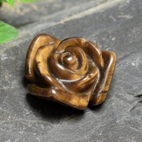 12.09カラットの天然ウォームブラウンTiger's Eye（16.3×16.2 mm・フラワーカット）