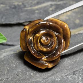 10.88カラットの天然ミディアムブラウンTiger's Eye（15.7×15.1 mm・フラワーカット）