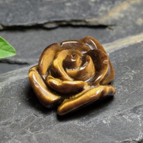 10.88カラットの天然ミディアムブラウンTiger's Eye（15.7×15.1 mm・フラワーカット）