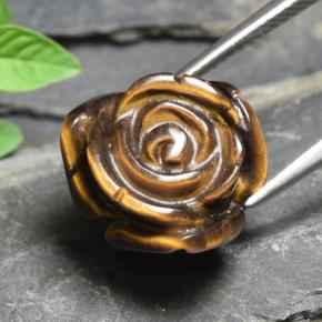 11.54カラットの天然ゴールデンブラウンTiger's Eye（15.6×15.1 mm・フラワーカット）