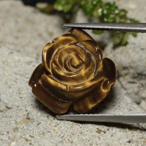 11.39カラットの天然ゴールドブラウンTiger's Eye（15.6×14.9 mm・フラワーカット）