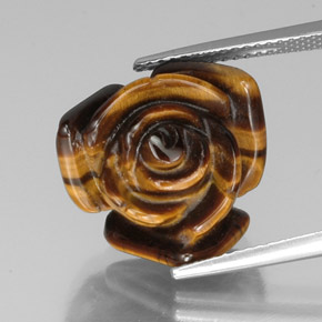 11.66カラットの天然ゴールドブラウンTiger's Eye（15.4×15.4 mm・ファンシーシェイプ）