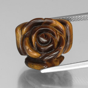 13.31カラットの天然ゴールドブラウンTiger's Eye（16.2×15.6 mm・ファンシーシェイプ）