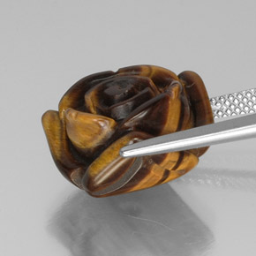 13.31カラットの天然ゴールドブラウンTiger's Eye（16.2×15.6 mm・ファンシーシェイプ）