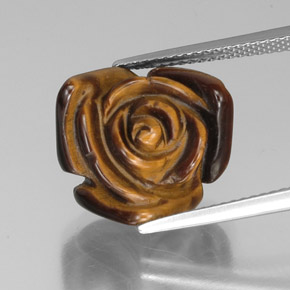 9.94カラットの天然ゴールドブラウンTiger's Eye（15.2×14.7 mm・ファンシーシェイプ）