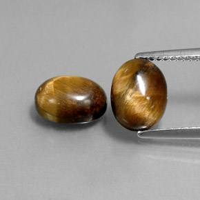 カラットの天然ゴールドブラウンTiger's Eye（9×6.9 mm・オーバルカット）