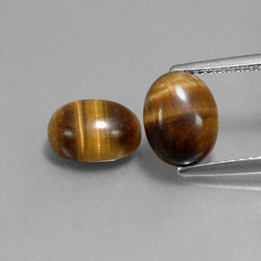 カラットの天然ゴールドブラウンTiger's Eye（9×7 mm・オーバルカット）
