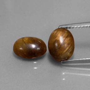 カラットの天然ゴールドブラウンタイガーアイ（8.8×6.8 mm・オーバルカット）