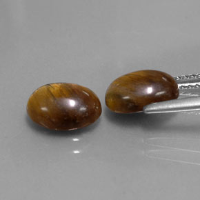 カラットの天然ゴールドブラウンタイガーアイ（8.8×6.8 mm・オーバルカット）