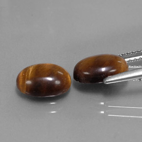 カラットの天然ゴールドブラウンTiger's Eye（9×7 mm・オーバルカット）
