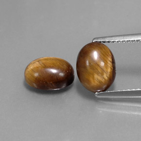 カラットの天然ゴールドブラウンTiger's Eye（9×7 mm・オーバルカット）