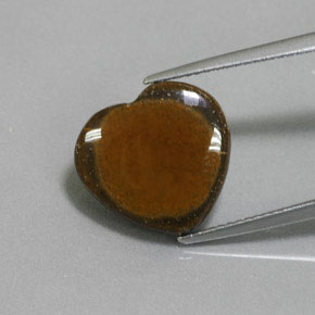 7.51カラットの天然ゴールドブラウンTiger's Eye（14.4×13.6 mm・ハート型）
