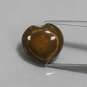 9.02カラットの天然ゴールドブラウンTiger's Eye（13.6×13.2 mm・ハート型）