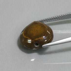 9.02カラットの天然ゴールドブラウンTiger's Eye（13.6×13.2 mm・ハート型）